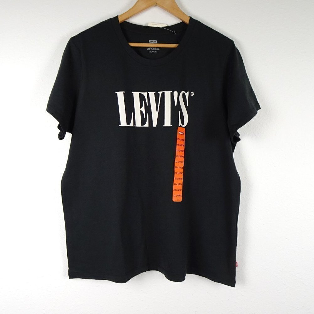 Levi's Short Sleeve T-Shirt Women's Size 2XL Black Cotton Spell Out Logo